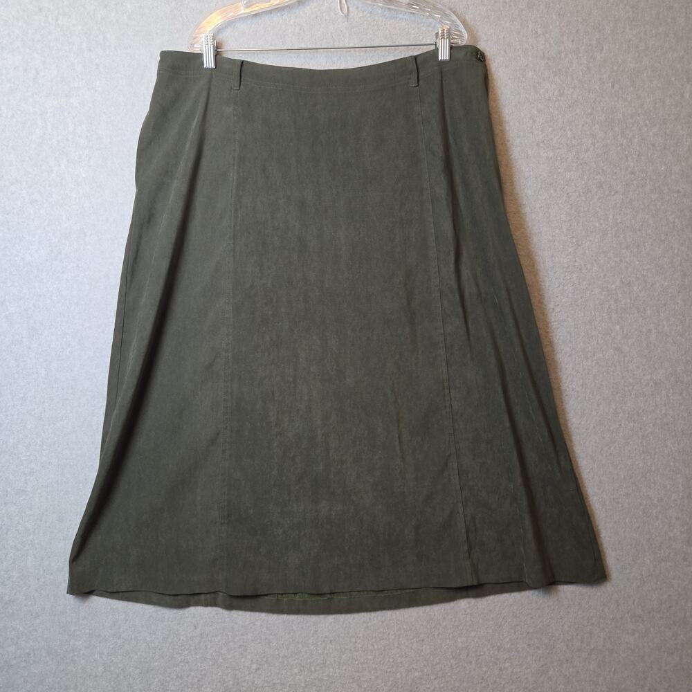 Appleseed's Olive Green A Line Beliw Knee Skirt Women's Plus 20W Pull On Pockets